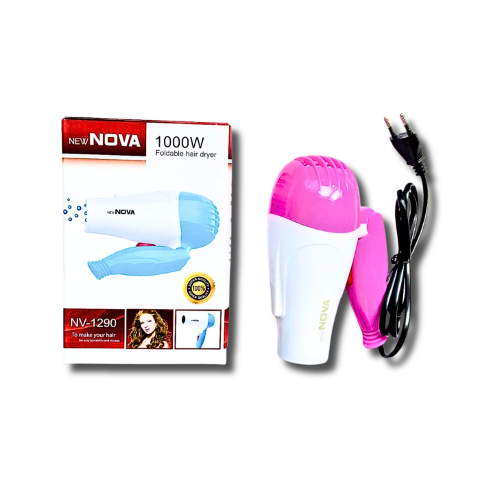 Фен дорожный раскладной для волос NOVA NV-1290/1000W/16см/18см