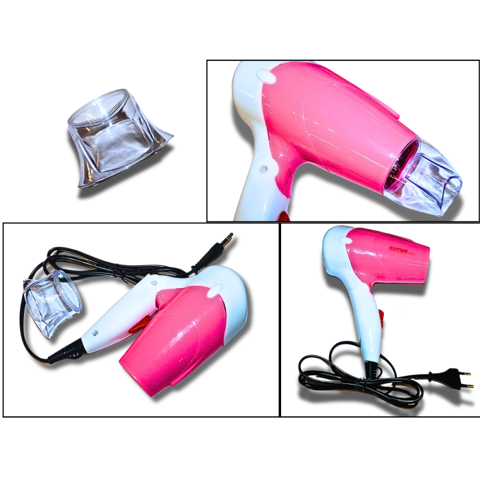 Фен дорожный раскладной для волос с насадкой NOVA NV-617B/1400W/14см/19см
