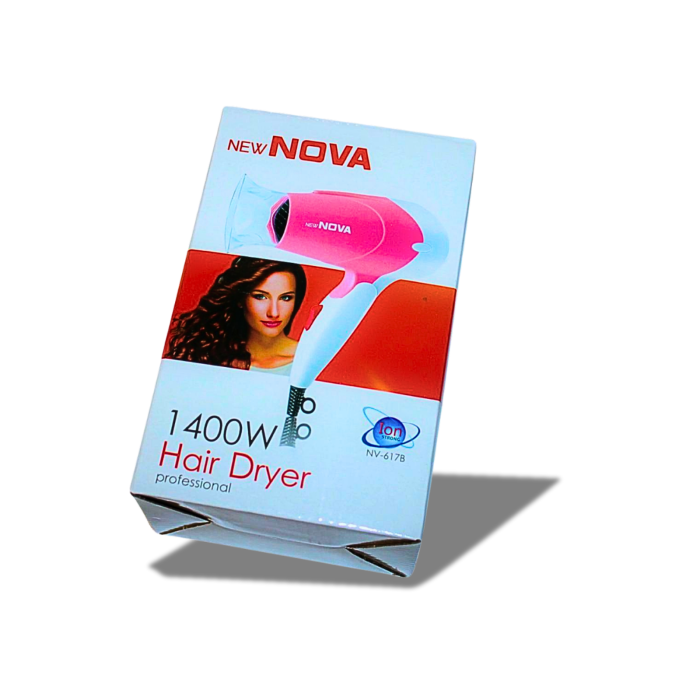 Фен дорожный раскладной для волос с насадкой NOVA NV-617B/1400W/14см/19см
