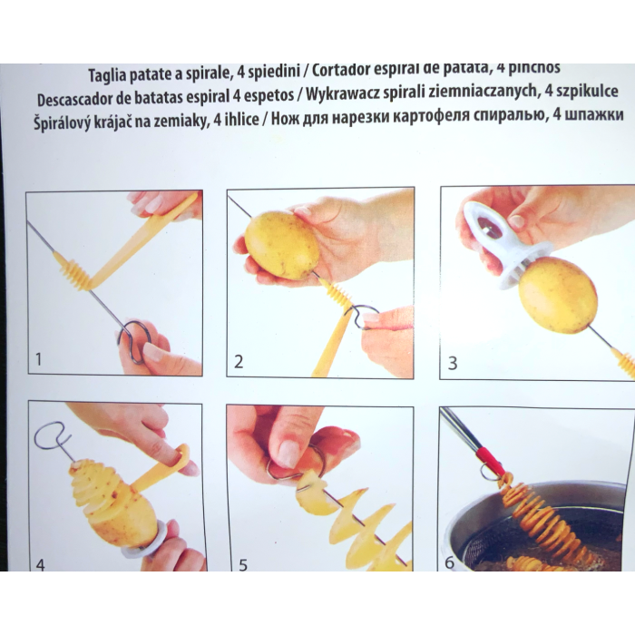 Спиральная картофелерезка с запасными вертелями металлическая 24см