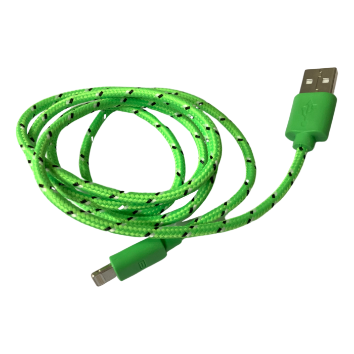 Кабель Lightning/USB 1м тканевой салатовый