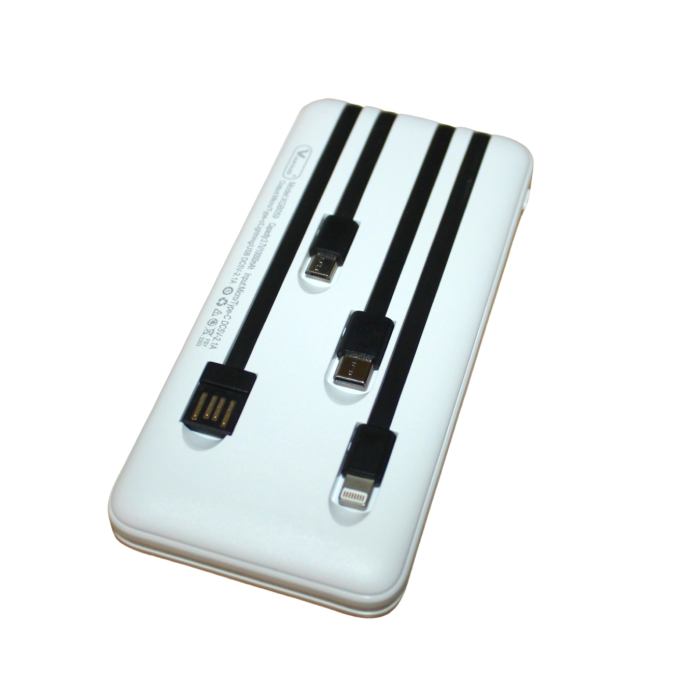 Power Bank Viaking GB059 10000 мАч портативный аккумулятор с фонариком индикатором зарядки и 4 кабелями