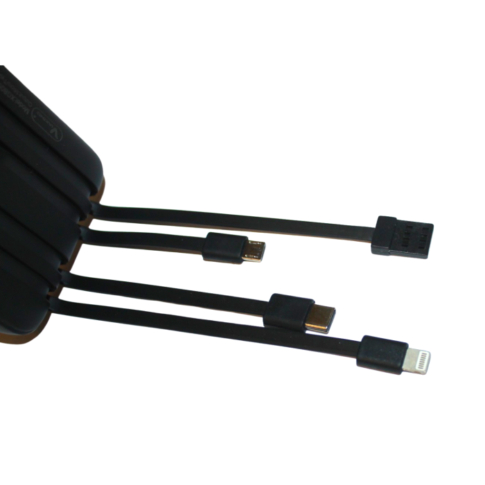 Power Bank Viaking GB059 10000 мАч портативный аккумулятор с фонариком индикатором зарядки и 4 кабелями