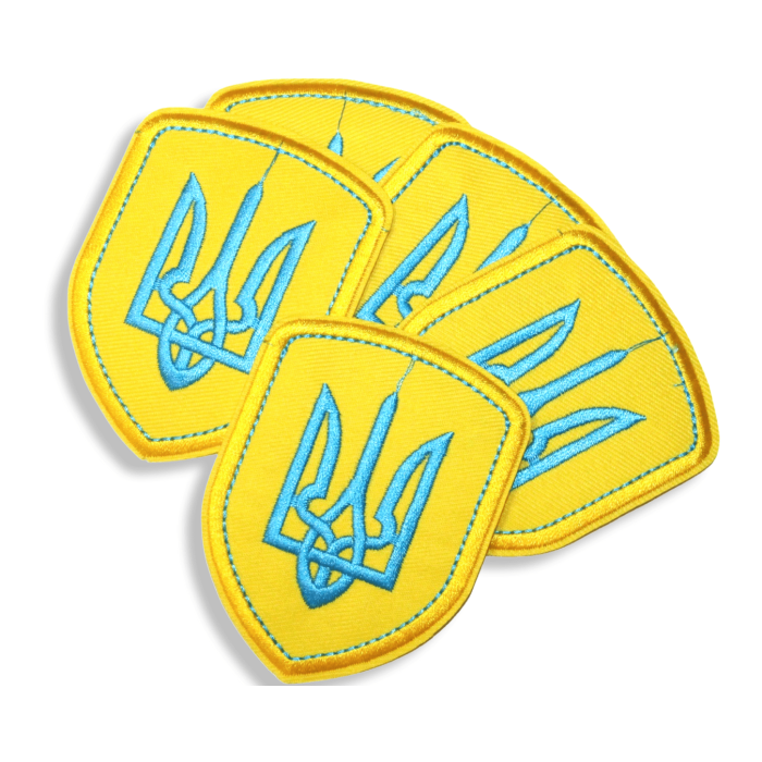 Аппликация для одежды нашивка Герб Украины голубой №4/6х8см