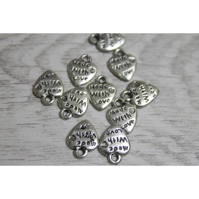 Подвеска Made with love 1х1.3см/10шт