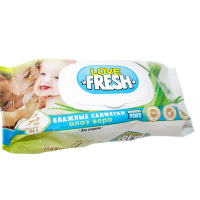 Салфетки влажные Love Fresh детские с колпаком 72шт