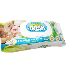 Салфетки влажные Love Fresh детские с колпаком 72шт
