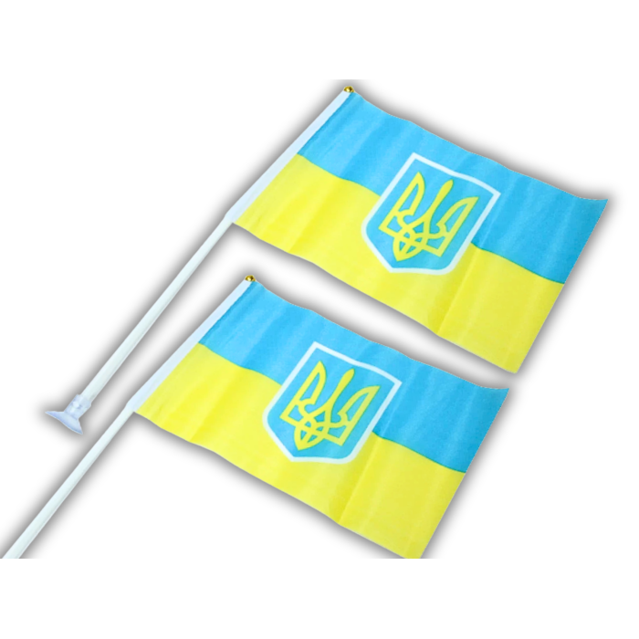 Флажок на присоске двусторонний UKRAINE 14х21см