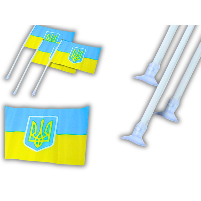 Флажок на присоске двусторонний UKRAINE 14х21см