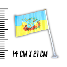 Флажок на присоске двусторонний UKRAINE с картинкой 14х21см