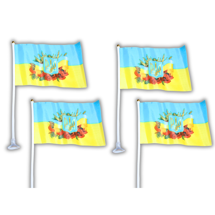 Флажок на присоске двусторонний UKRAINE с картинкой 14х21см