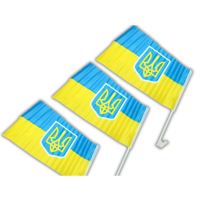 Флаг автомобильный двусторонний UKRAINE 30х45см