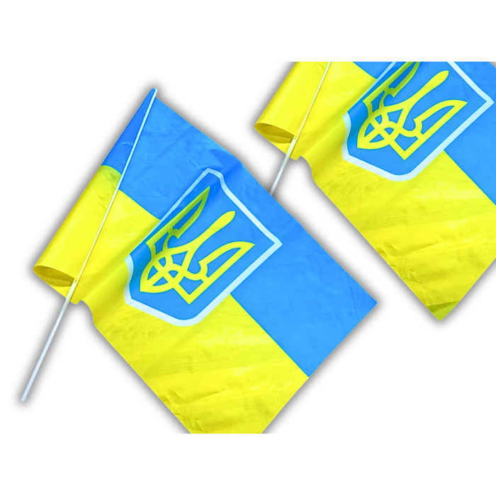 Флаг с флагштоком двусторонний UKRAINE 60х90см