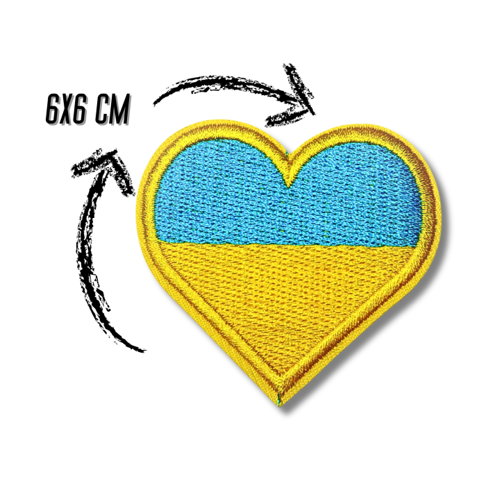 Аппликация для одежды нашивка Сердце Флаг Украины №2/6х6см Аппликация для одежды нашивка Сердце Флаг Украины №2/6х6см