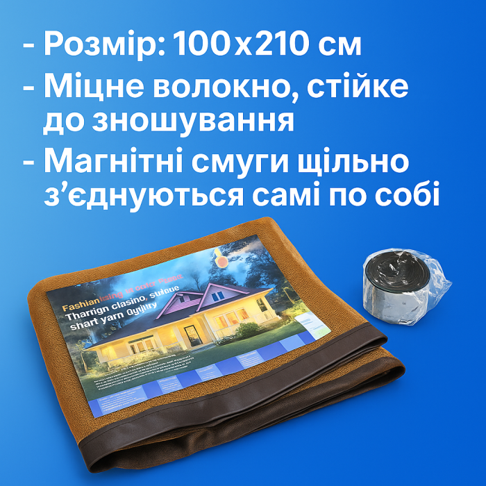 Антимоскитная сетка шторка на магнитах с липучками и декоративной накладкой 100х210см 